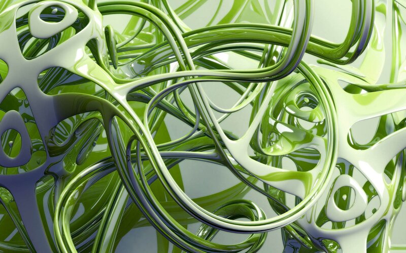 Green Abstract Swirls — Fluid, 3d Render