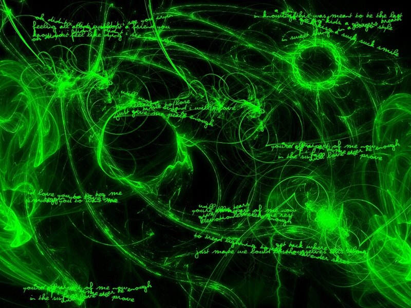 green abstract text art