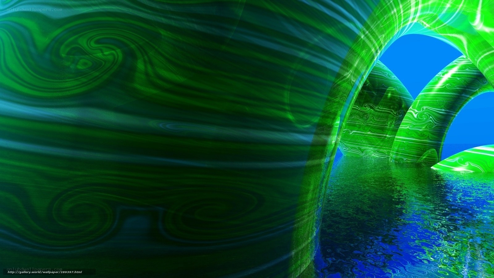 green abstract tunnel structure
