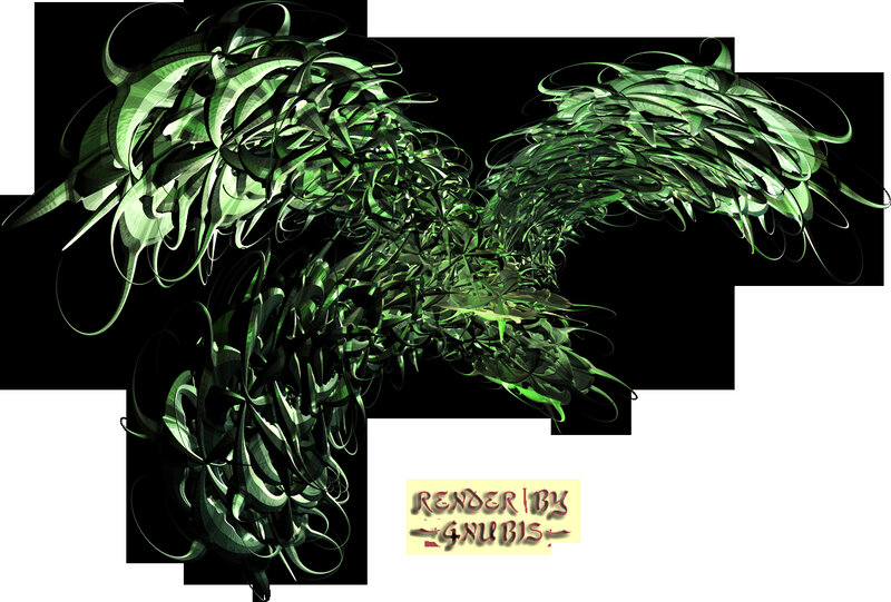 green abstract wing design