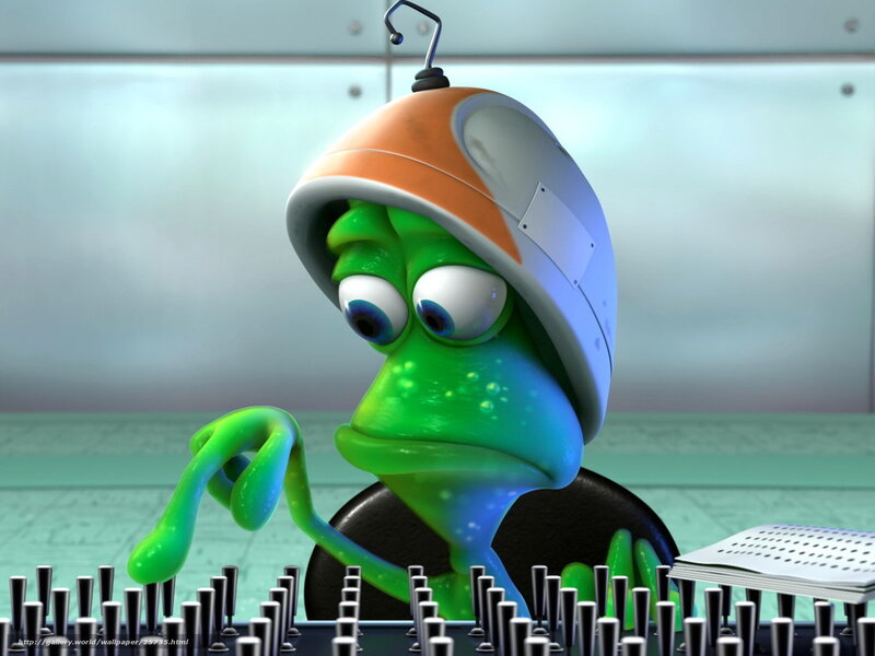 green alien at control panel