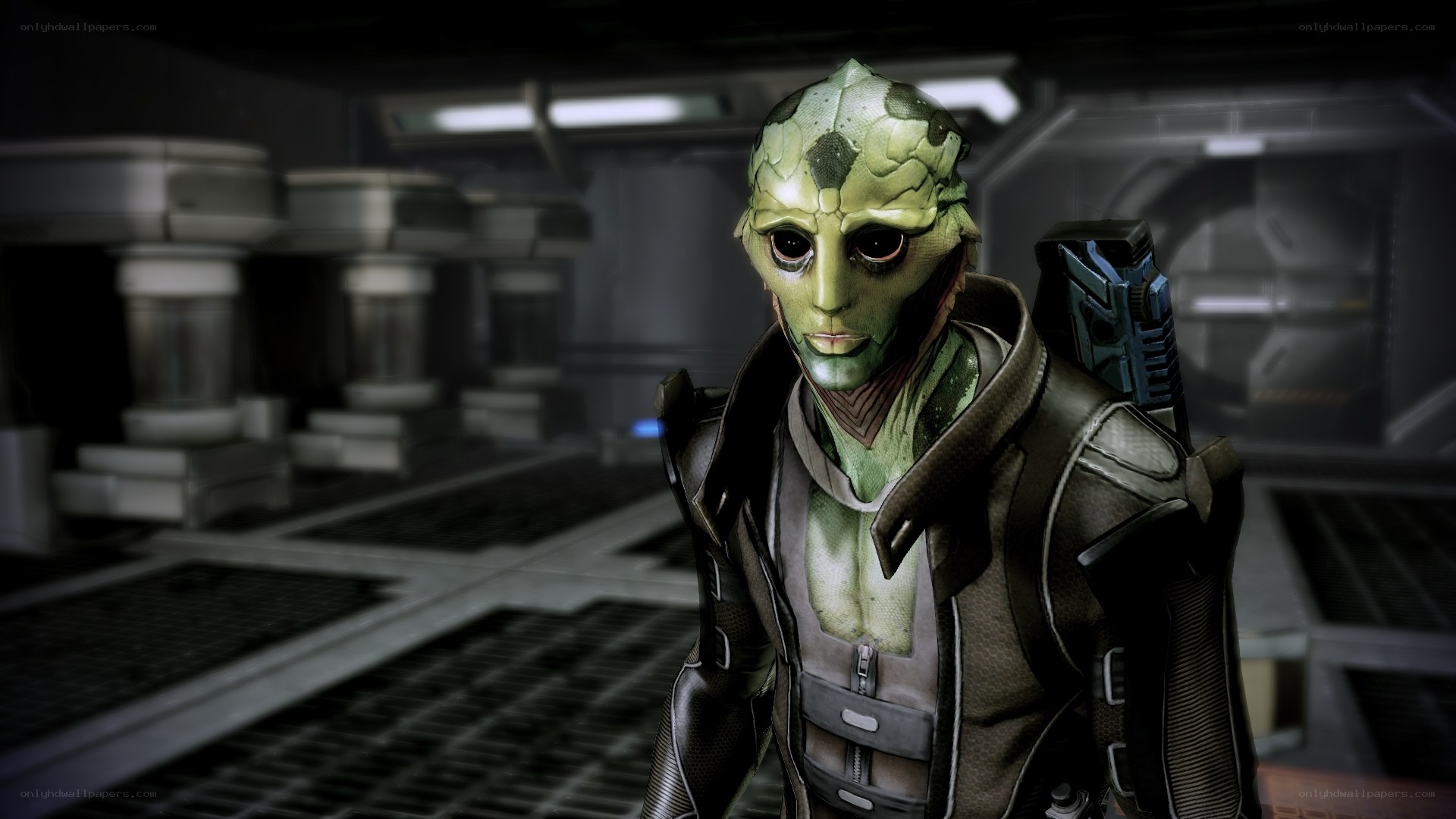 green alien character in sci-fi setting