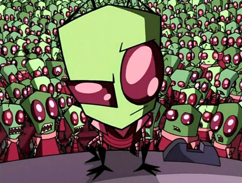 Green Alien Character — Intense, Anime, Crowd