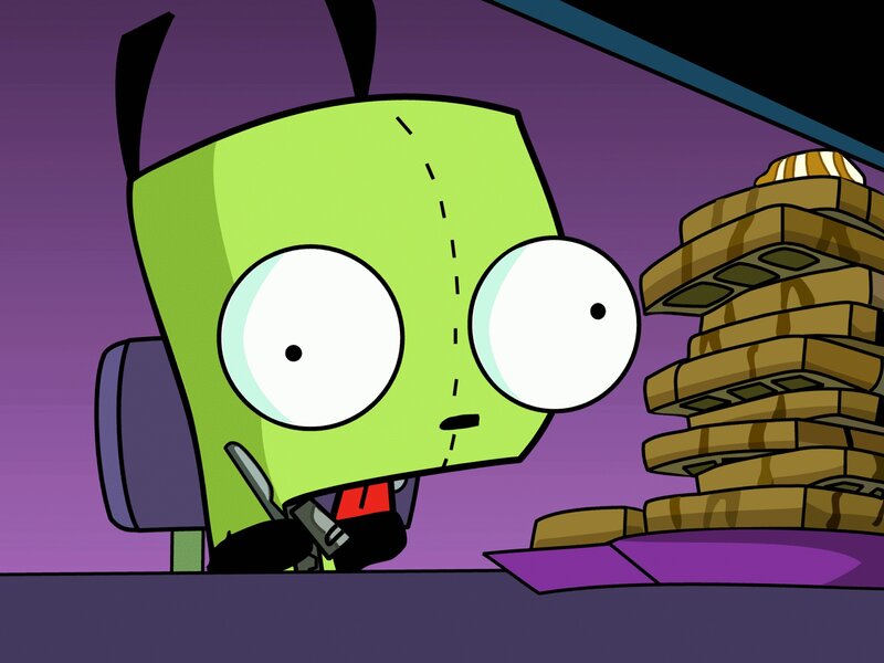 Green Alien Character — Purple, Surprised
