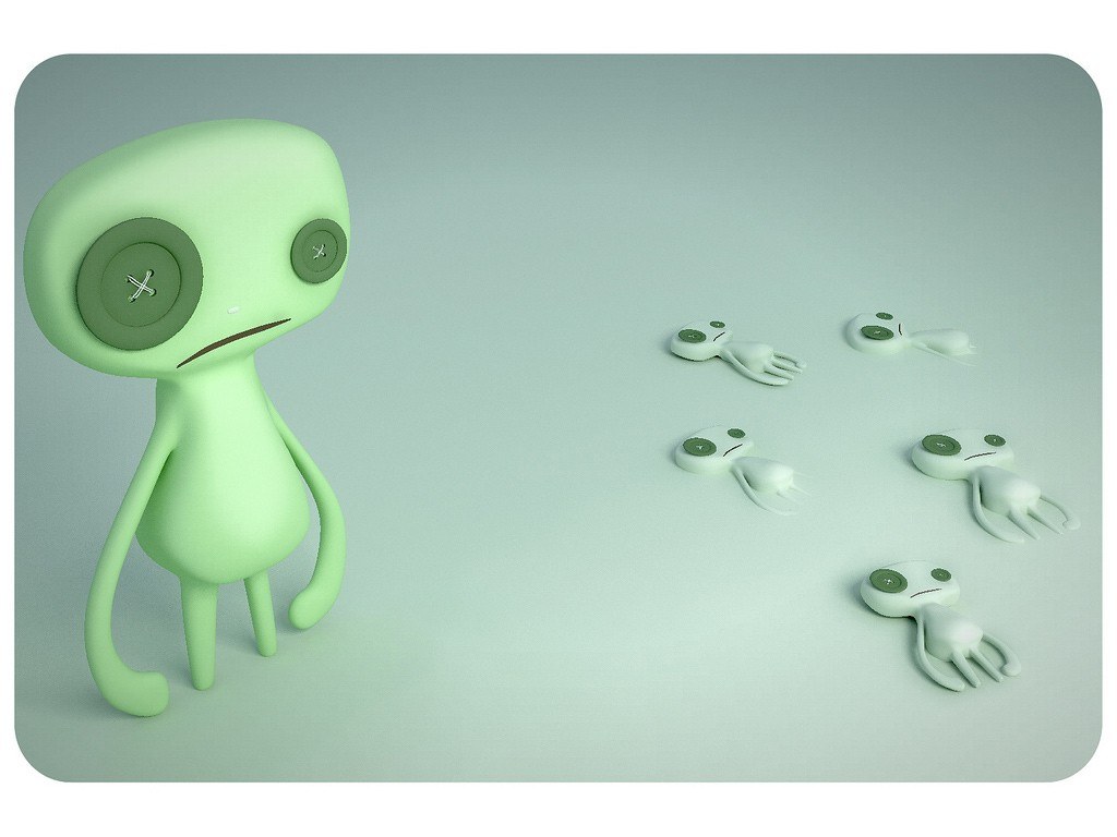 green alien character with clones