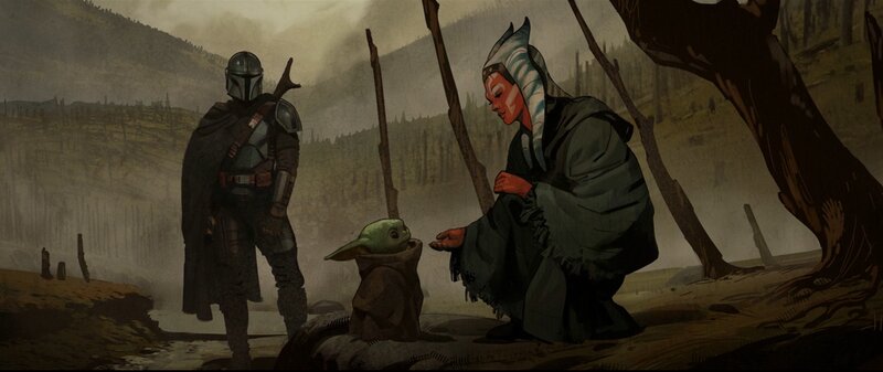 Green Alien Child with Warriors