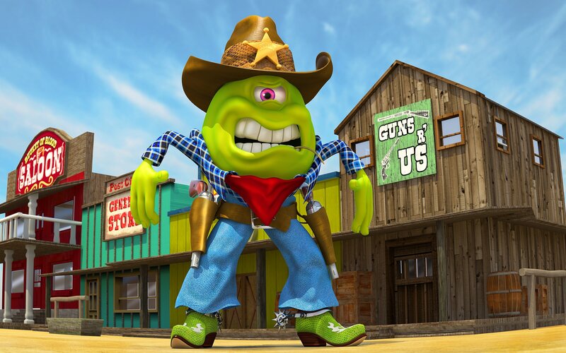 Green Alien Cowboy