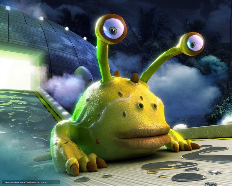 green alien creature at night