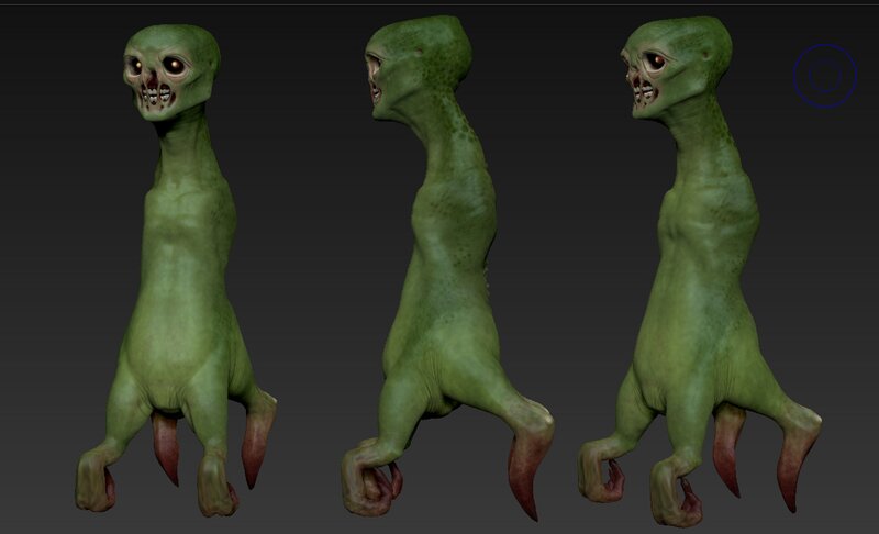 Green Alien Creature — Creepy, 3d Render