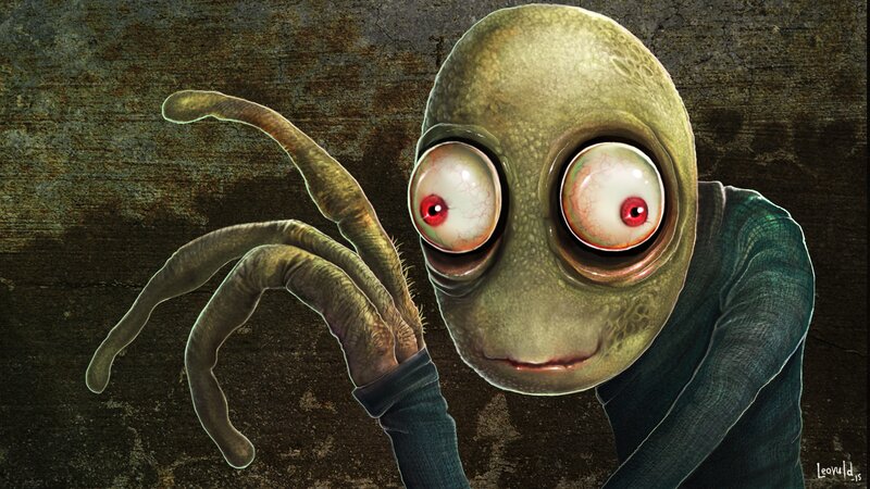 Green Alien Creature — Creepy, Digital Art
