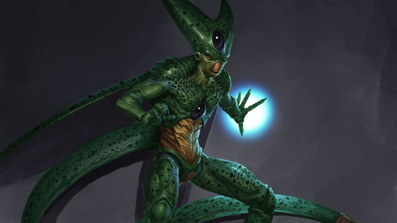 Green Alien Creature — Dramatic, Digital Art, Blue Energy Ball
