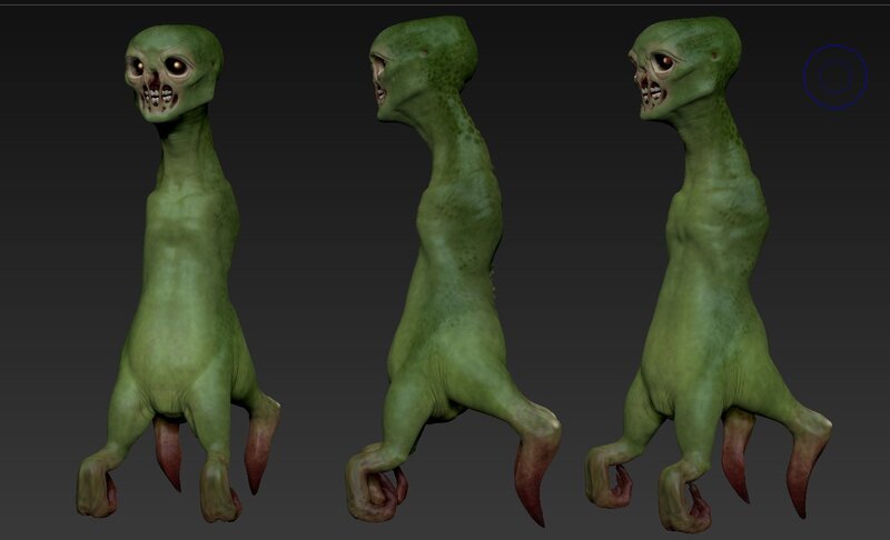 green alien creature model