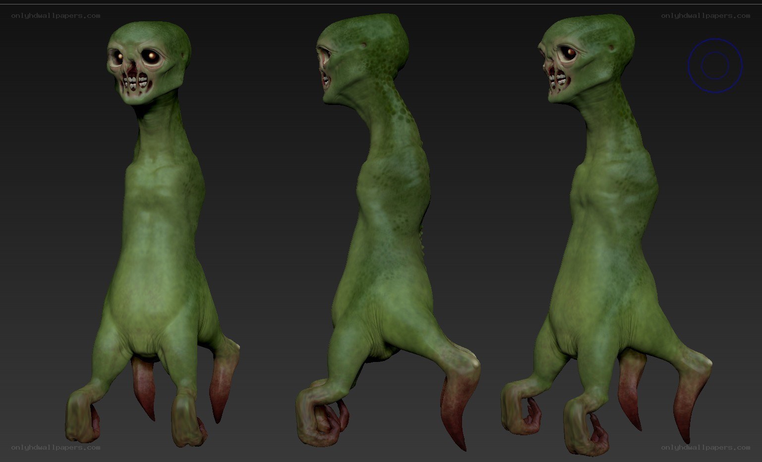 green alien creature model