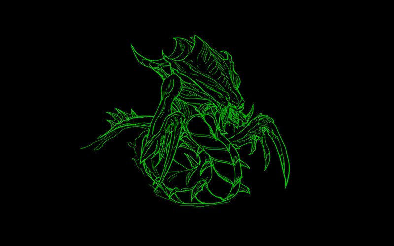 green alien creature outline