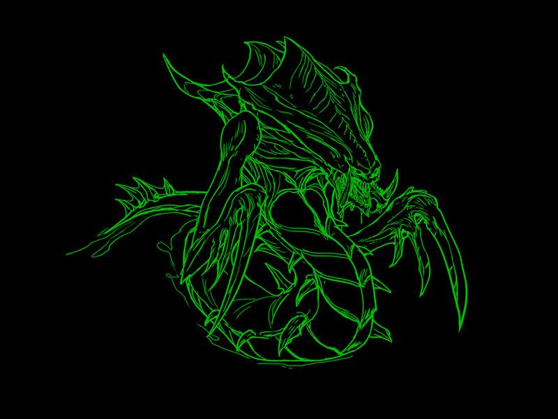green alien creature outline