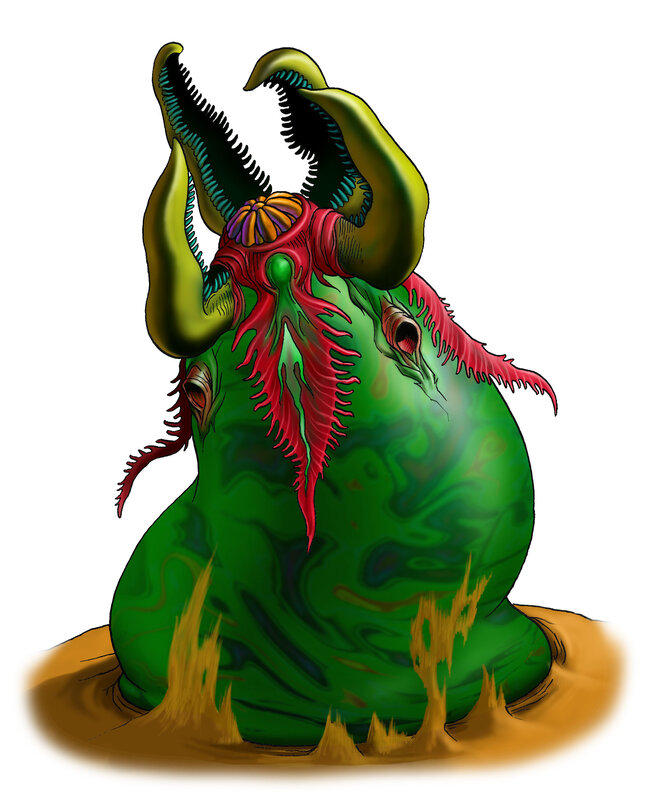 green alien creature with tentacles