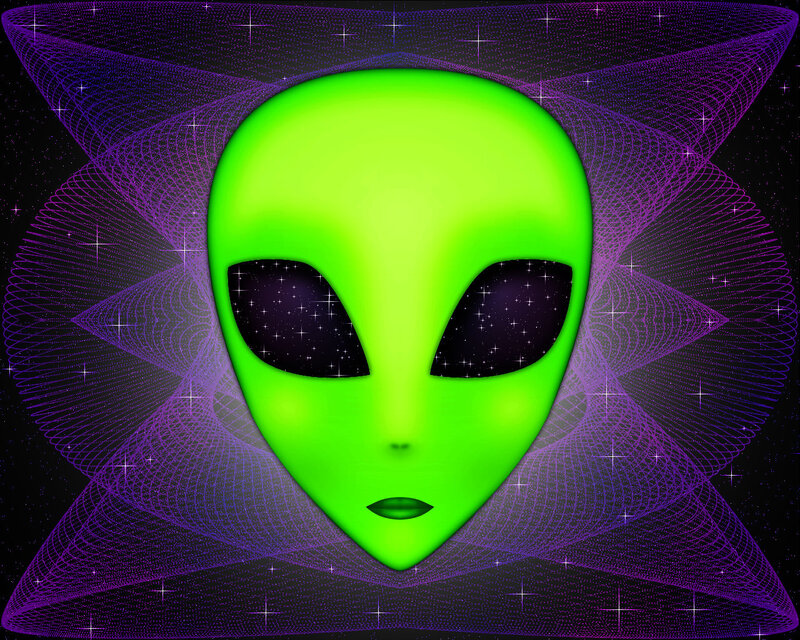 Green Alien Face — Cosmic