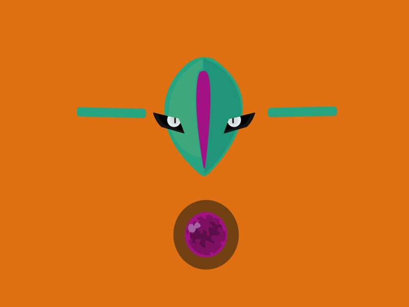 green alien face design
