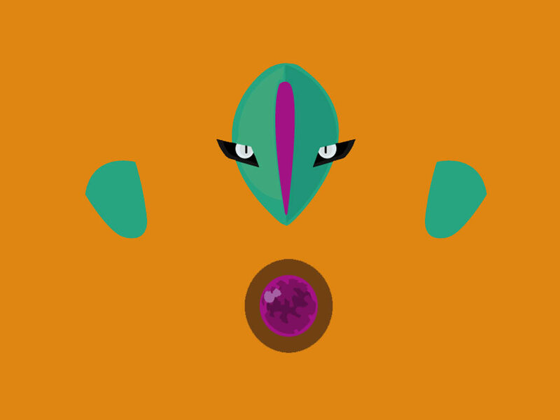 green alien face design