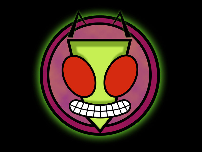 Green Alien Face — Glowing