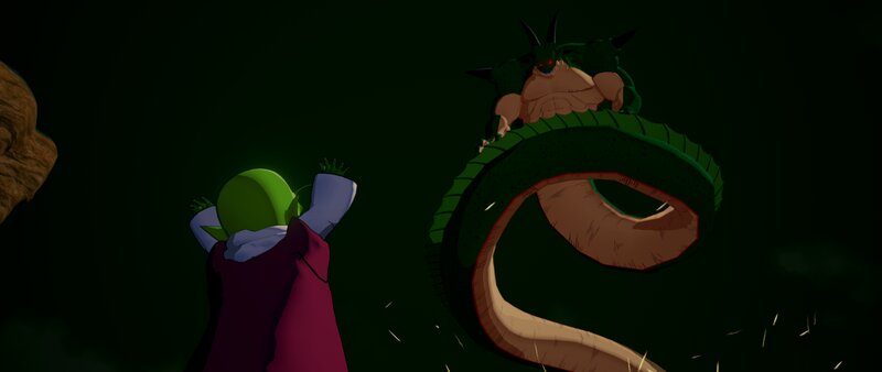 Green Alien Facing Dragon