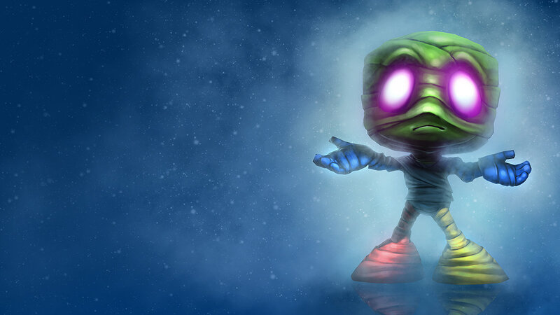 Green Alien Figure — Blue, Mysterious