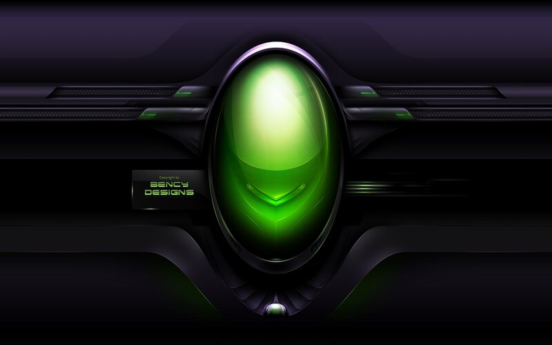 green alien head design