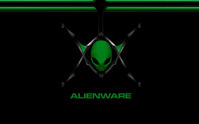 Green Alien Head Logo — Black