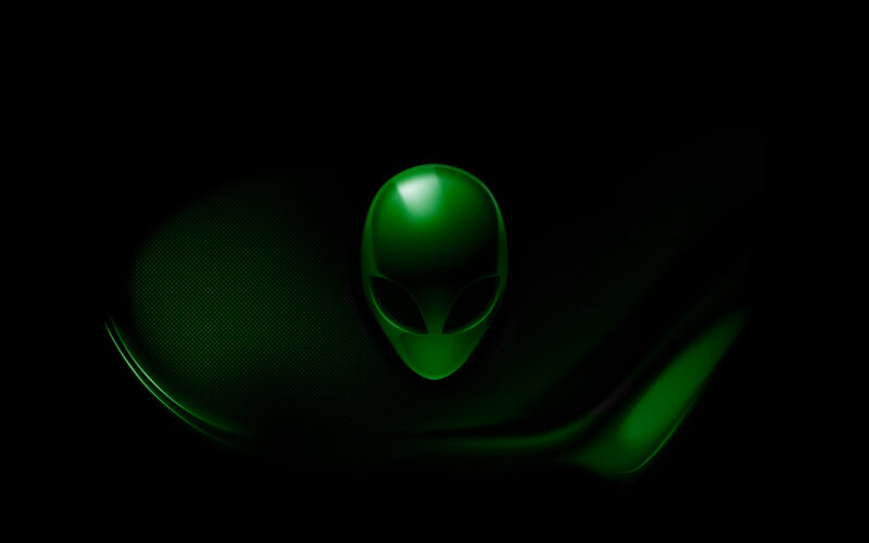 Green Alien Head Logo — Dramatic