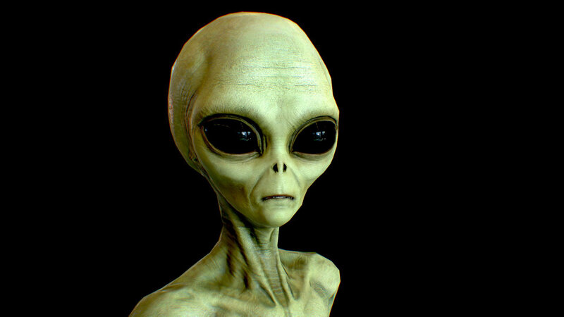 Green Alien Head — Neutral, 3d Render