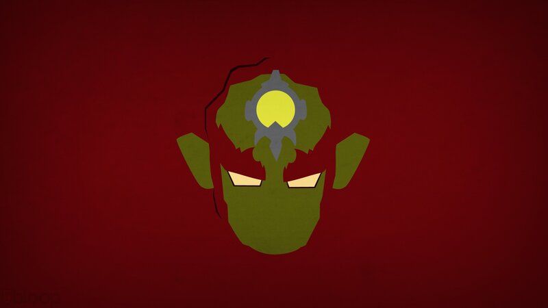 Green Alien Head — Red