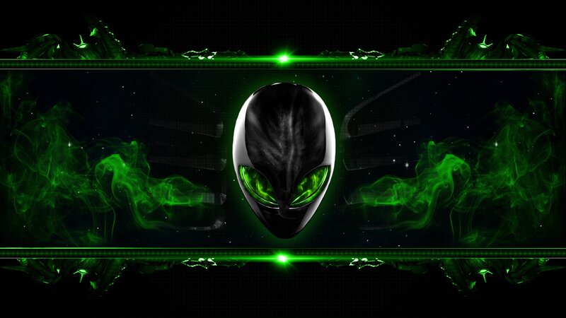 green alien head wallpaper