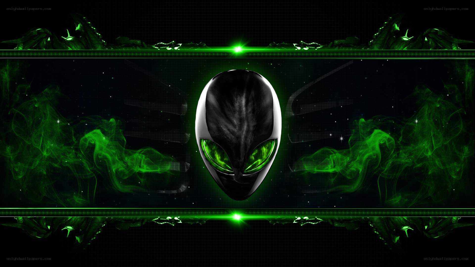 green alien head wallpaper