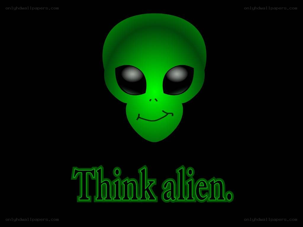 green alien head with text