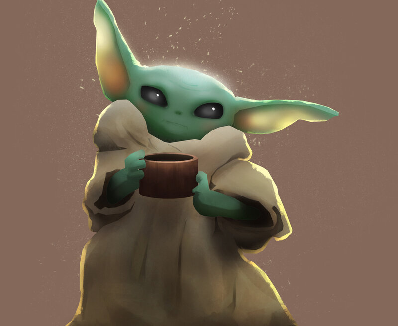 Green Alien Holding Cup