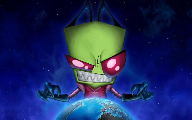Green Alien Holding Planet — Blue, Dramatic, Night