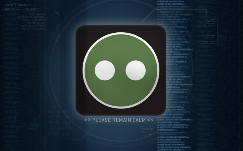 Green alien icon on digital screen