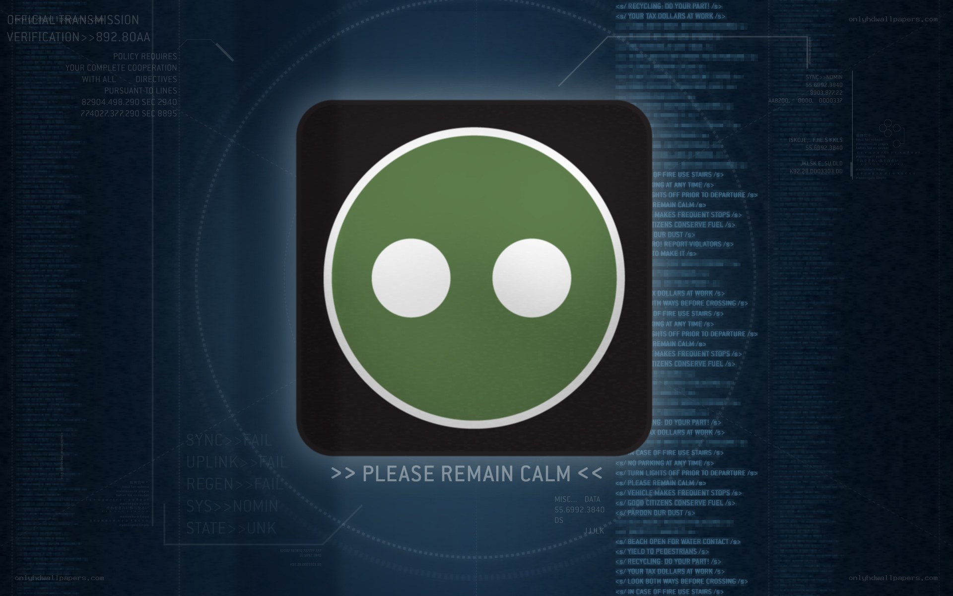 Green alien icon on digital screen