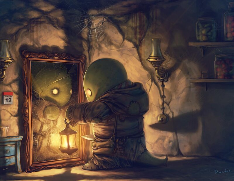 Green Alien in Cave