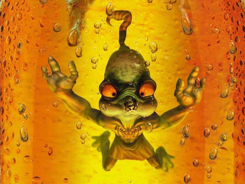 Green Alien in Liquid