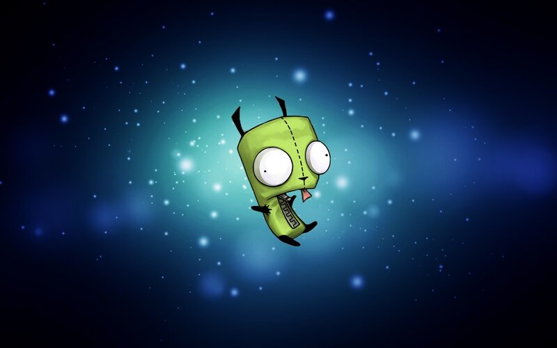 Green Alien in Space — Blue