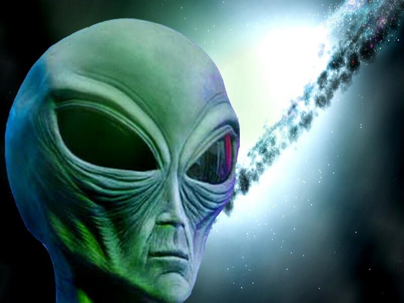 green alien in space