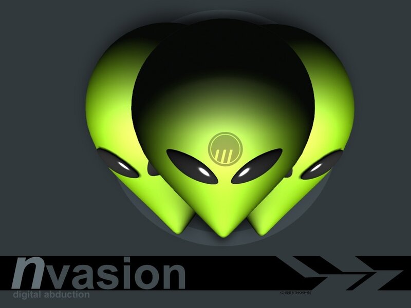 green alien invasion logo