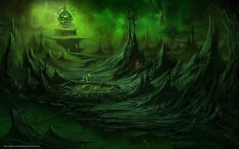 Green Alien Landscape — Dark