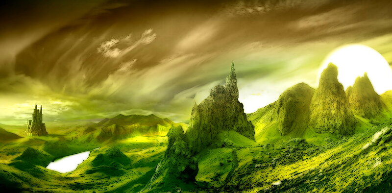 Green Alien Landscape — Dramatic