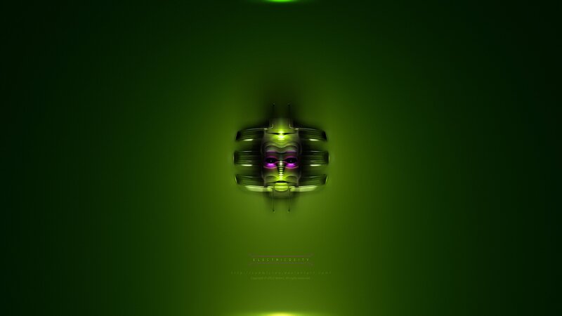 green alien mask artwork