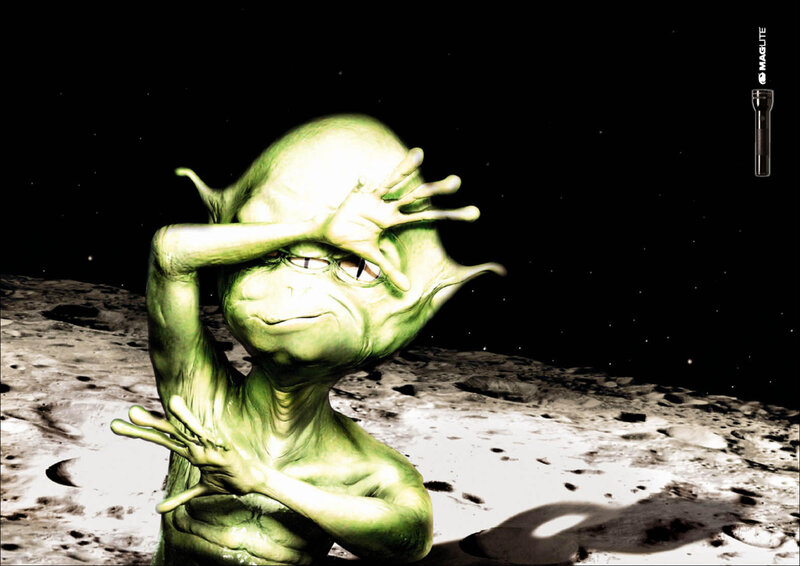 green alien on moon surface