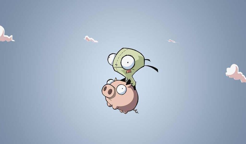 Green Alien on Pig