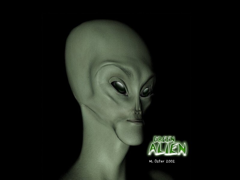 green alien portrait