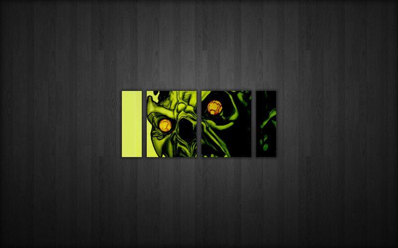 green alien skull art